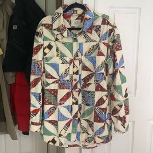 Corduroy Quilt Pattern Shirt Jacket